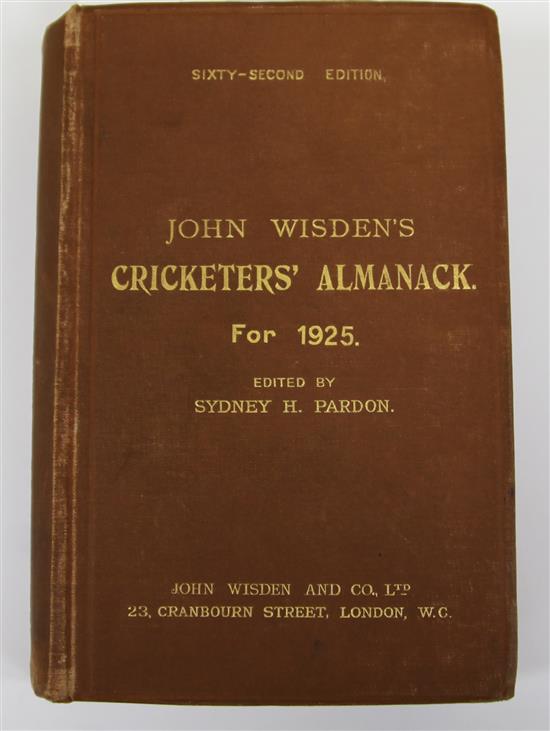 A Wisden Cricketers Almanack for 1925, original hardback binding